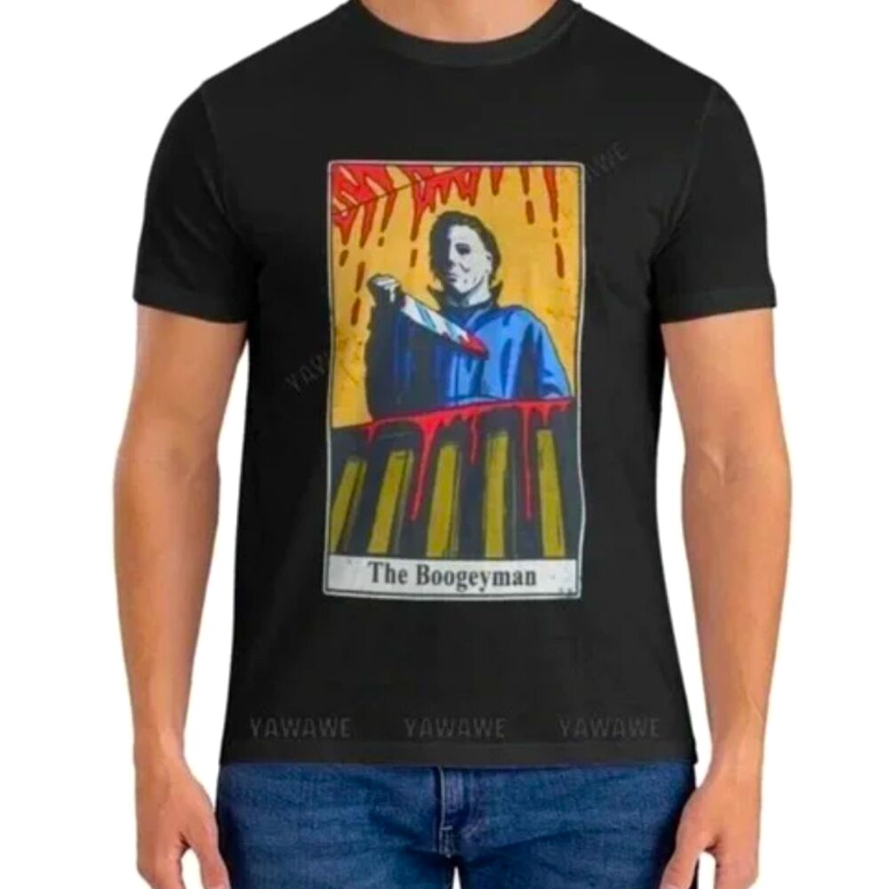 Halloween Michael Myers The Boogeyman Black Graphic Cotton T-Shirt Men's Size S
